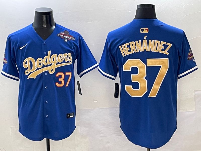 Men Los Angeles Dodgers #37 Hernandez Blue Gold Game Nike 2025 MLB Jersey style 2->houston astros->MLB Jersey